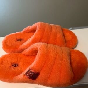 UGG  Vibrant Orange Fluffy Slippers